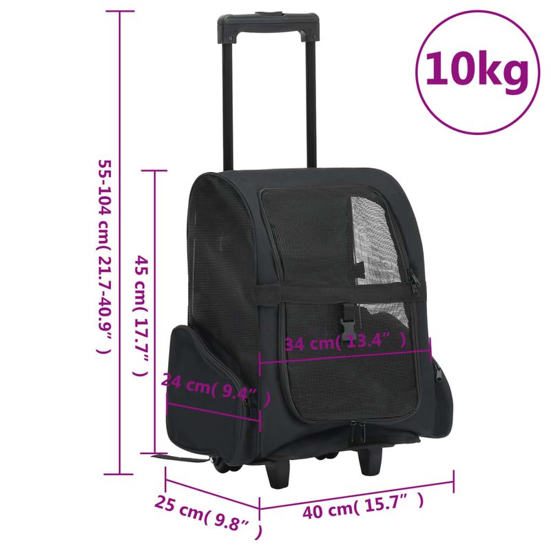 Petshop - Accesorii petshop - Culcusuri si custi - Genti si articole transport - Troller pentru animale de companie multifunctional, negru - Infinity.ro