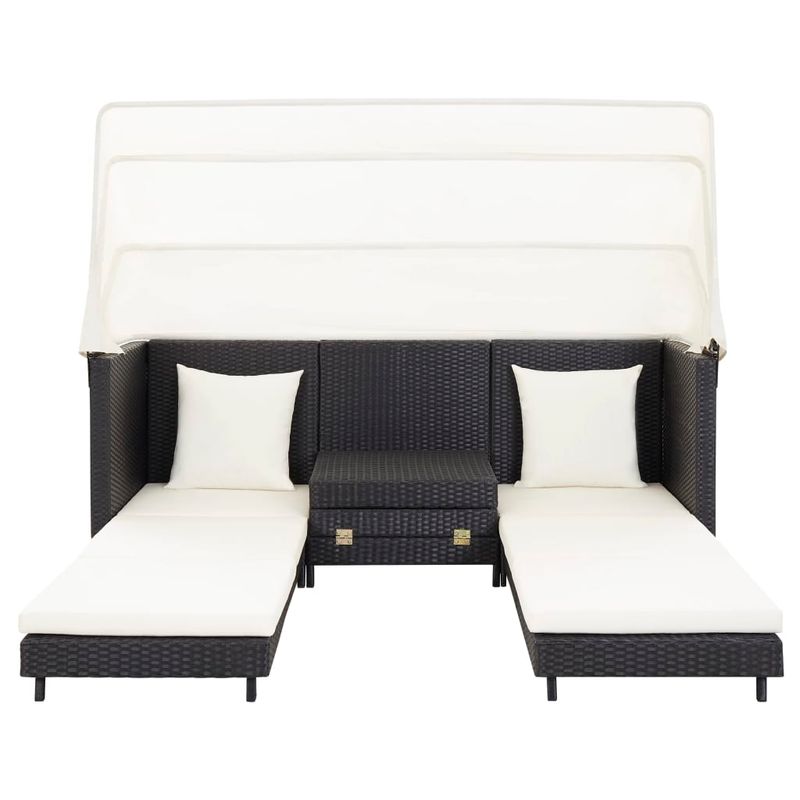 Casa si Gradina - Gradina si terasa - Mobilier exterior - Canapele si fotolii gradina - Canapea extensibila cu 3 locuri, cu acoperis, negru, poliratan - Infinity.ro
