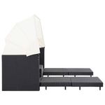 Casa si Gradina - Gradina si terasa - Mobilier exterior - Canapele si fotolii gradina - Canapea extensibila cu 3 locuri, cu acoperis, negru, poliratan - Infinity.ro