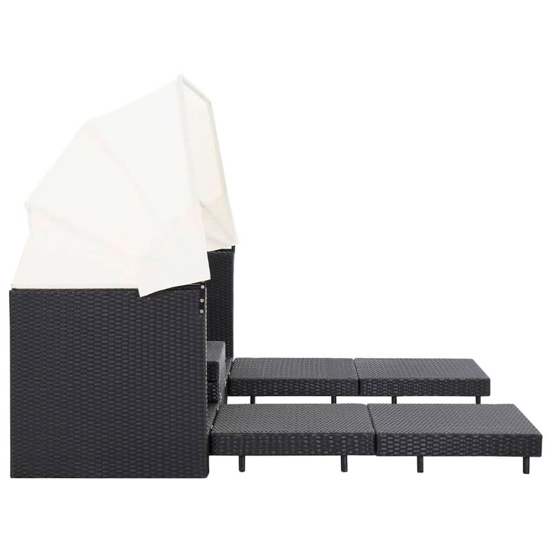 Casa si Gradina - Gradina si terasa - Mobilier exterior - Canapele si fotolii gradina - Canapea extensibila cu 3 locuri, cu acoperis, negru, poliratan - Infinity.ro