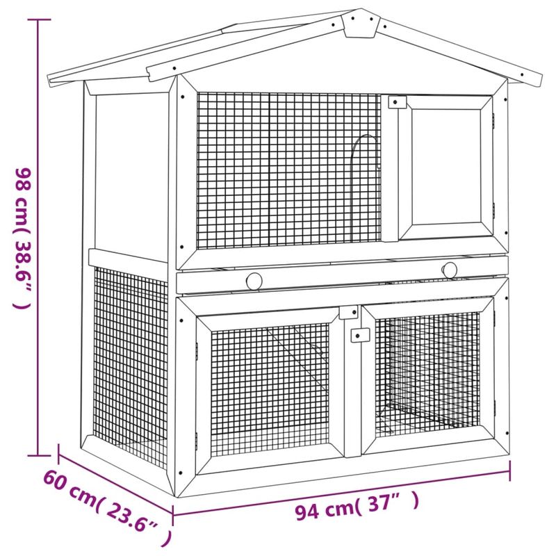 Petshop - Accesorii petshop - Culcusuri si custi - Custi interior si exterior - Cusca de exterior iepuri cusca adapost animale mici , 3 usi, maro, lemn - Infinity.ro