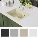 Casa si Gradina/Sanitare/Chiuveta bucatarie si accesorii/Chiuvete bucatarie - Chiuveta de bucatarie dubla cu orificiu de preaplin, bej granit - Infinity.ro