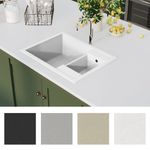 Casa si Gradina/Sanitare/Chiuveta bucatarie si accesorii/Chiuvete bucatarie - Chiuveta de bucatarie dubla cu orificiu de preaplin alb granit - Infinity.ro