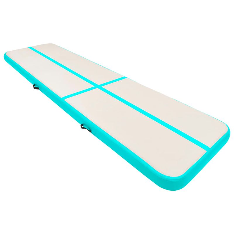 Sport si Outdoor - Fitness - Accesorii fitness - Saltele fitness - Saltea gimnastica gonflabila cu pompa verde 600x100x20 cm PVC - Infinity.ro
