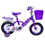 Sport si Outdoor - Ciclism - Biciclete pentru copii - Bicicleta Go Kart MRY,16 inch, pentru fete, 4-6 ani, roti  ajutatoare silicon , portbagaj, cosulet,mov - Infinity.ro