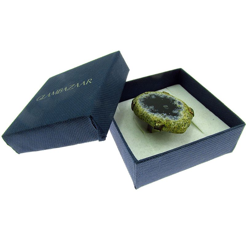 Fashion, accesorii si bijuterii - Femei - Bijuterii femei - Inele femei - Inel reglabil statement masiv cu agat negru natural 4A - Infinity.ro