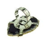 Fashion, accesorii si bijuterii - Femei - Bijuterii femei - Inele femei - Inel reglabil statement masiv cu agat negru natural 4A - Infinity.ro