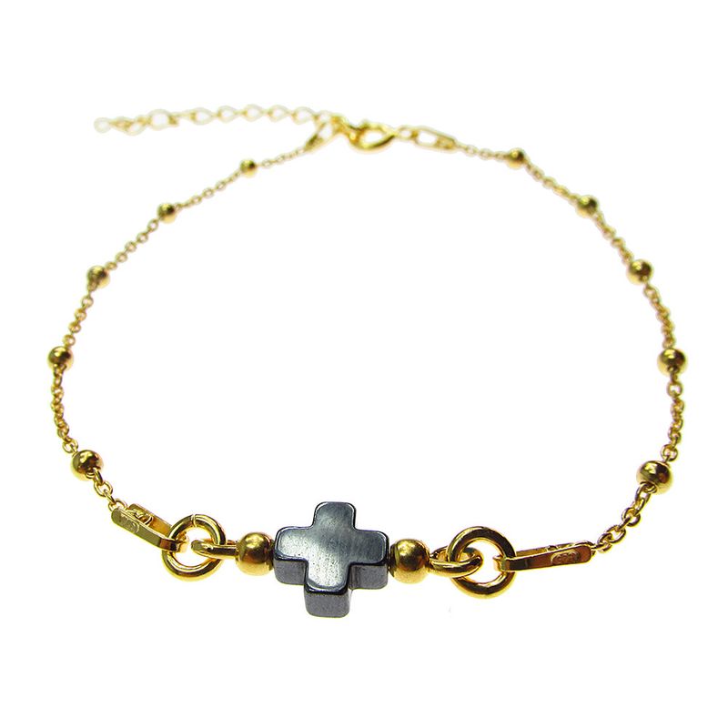 Fashion, accesorii si bijuterii - Femei - Bijuterii femei - Bratari femei - Bratara argint placata cu aur 24K si hematit natural - Infinity.ro