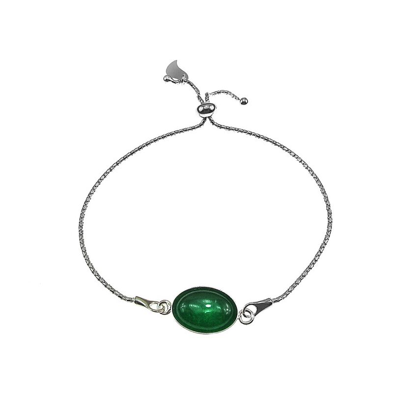 Fashion, accesorii si bijuterii - Femei - Bijuterii femei - Bratari femei - Bratara argint reglabila cu agat verde 14x10 MM - Infinity.ro