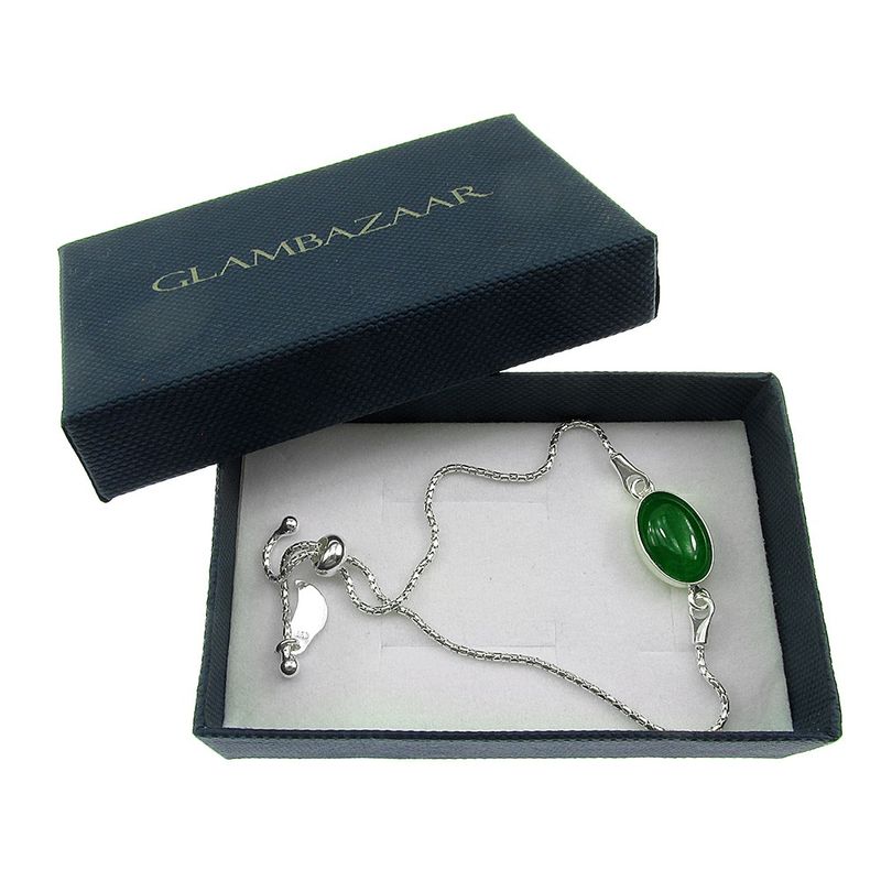 Fashion, accesorii si bijuterii - Femei - Bijuterii femei - Bratari femei - Bratara argint reglabila cu agat verde 14x10 MM - Infinity.ro