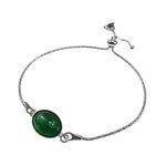 Fashion, accesorii si bijuterii - Femei - Bijuterii femei - Bratari femei - Bratara argint reglabila cu agat verde 14x10 MM - Infinity.ro