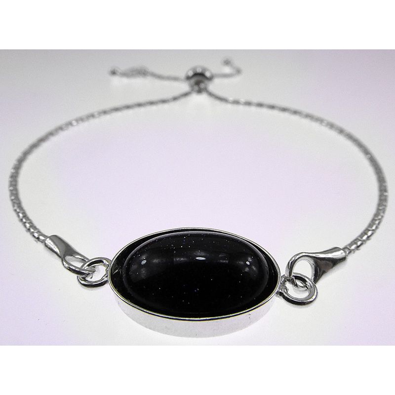 Fashion, accesorii si bijuterii - Femei - Bijuterii femei - Bratari femei - Bratara argint reglabila cu Piatra Soarelui albastra 14x10 MM - Infinity.ro