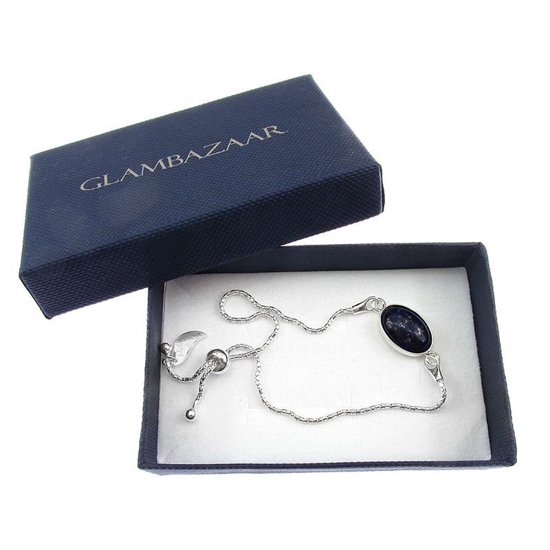 Fashion, accesorii si bijuterii - Femei - Bijuterii femei - Bratari femei - Bratara argint reglabila cu lapis lazuli 14x10 MM - Infinity.ro