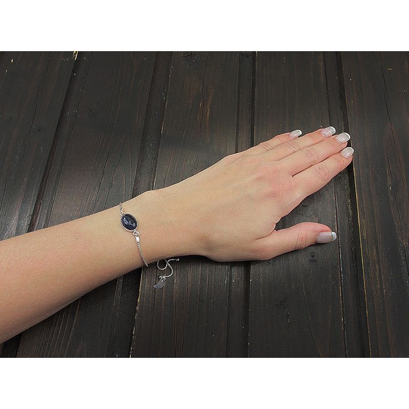 Fashion, accesorii si bijuterii - Femei - Bijuterii femei - Bratari femei - Bratara argint reglabila cu Piatra Soarelui albastra 14x10 MM - Infinity.ro
