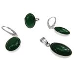Fashion, accesorii si bijuterii - Femei - Bijuterii femei - Cercei femei - Set argint cu agate verzi 14x10 MM si lantisor inclus - Infinity.ro