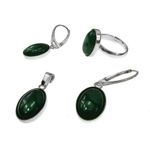 Fashion, accesorii si bijuterii - Femei - Bijuterii femei - Cercei femei - Set argint cu agate verzi 14x10 MM si lantisor inclus - Infinity.ro