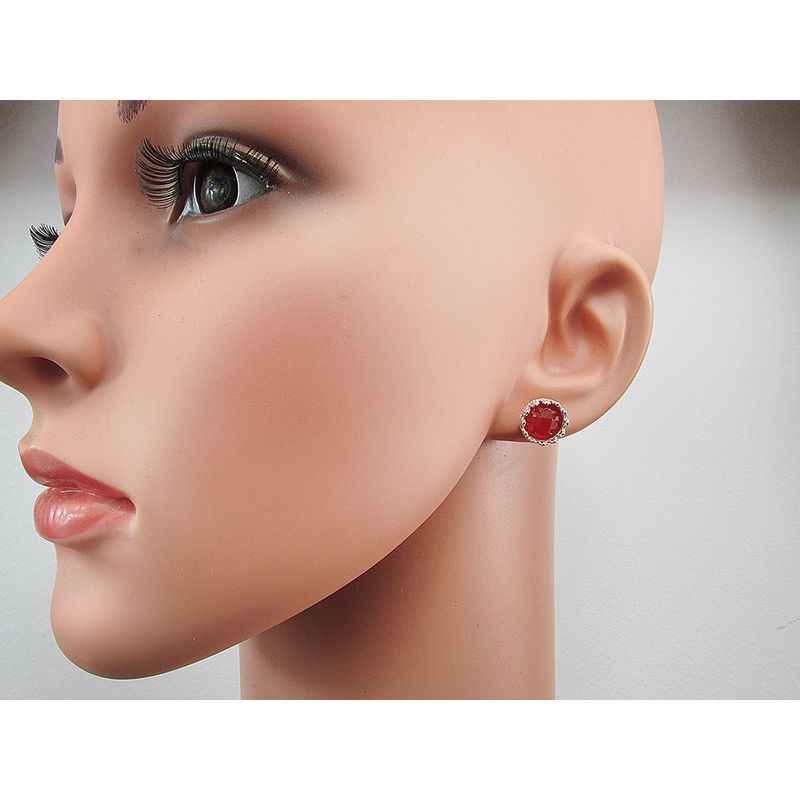 Fashion, accesorii si bijuterii - Femei - Bijuterii femei - Cercei femei - Cercei argint model coroana carneol fatetat - Infinity.ro