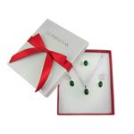 Fashion, accesorii si bijuterii - Femei - Bijuterii femei - Cercei femei - Set argint cu agate verzi 14x10 MM si lantisor inclus - Infinity.ro