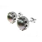 Fashion, accesorii si bijuterii - Femei - Bijuterii femei - Cercei femei - Cercei argint coroana perle de cultura gri 8 MM - Infinity.ro