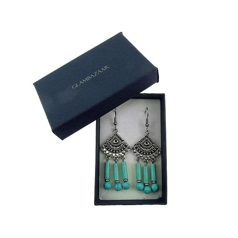 Fashion, accesorii si bijuterii - Femei - Bijuterii femei - Cercei femei - Cercei candelabru Bali cu turcoaze - Infinity.ro