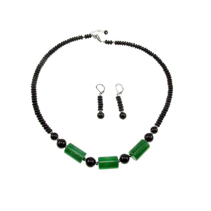 Fashion, accesorii si bijuterii - Femei - Bijuterii femei - Cercei femei - Set onix si jad verde - Infinity.ro