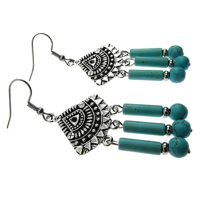 Fashion, accesorii si bijuterii - Femei - Bijuterii femei - Cercei femei - Cercei candelabru Bali cu turcoaze - Infinity.ro