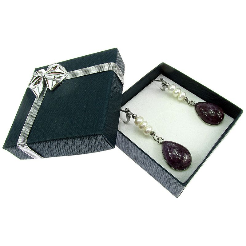 Fashion, accesorii si bijuterii - Femei - Bijuterii femei - Cercei femei - Cercei inox cu ametist si perle de cultura - Infinity.ro