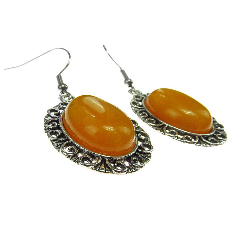 Fashion, accesorii si bijuterii - Femei - Bijuterii femei - Cercei femei - Cercei candelabru filigran cu jad galben - Infinity.ro