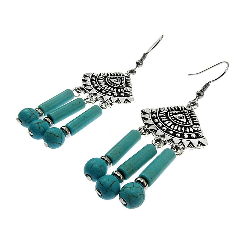 Fashion, accesorii si bijuterii - Femei - Bijuterii femei - Cercei femei - Cercei candelabru Bali cu turcoaze - Infinity.ro