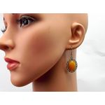 Fashion, accesorii si bijuterii - Femei - Bijuterii femei - Cercei femei - Cercei candelabru filigran cu jad galben - Infinity.ro