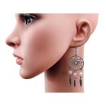 Fashion, accesorii si bijuterii - Femei - Bijuterii femei - Cercei femei - Cercei candelabru Dreamcatcher cu cuart roz natural - Infinity.ro