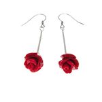 Fashion, accesorii si bijuterii - Femei - Bijuterii femei - Cercei femei - Cercei argint lantisor cu trandafir coral pasta - Infinity.ro