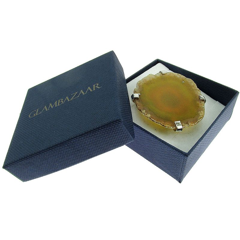 Fashion, accesorii si bijuterii - Femei - Bijuterii femei - Inele femei - Inel reglabil statement masiv cu agata galbena naturala F - Infinity.ro