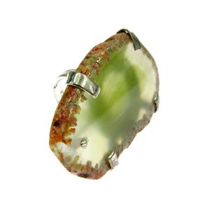 Inel reglabil statement masiv cu agat galben-vernil 15A