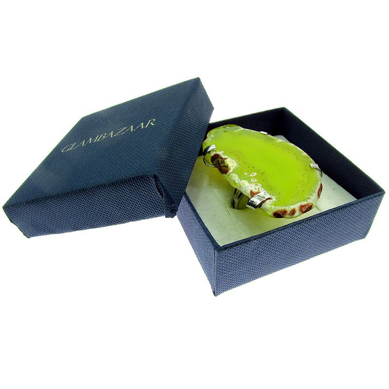 Fashion, accesorii si bijuterii - Femei - Bijuterii femei - Inele femei - Inel reglabil statement masiv cu agat galben 5A - Infinity.ro