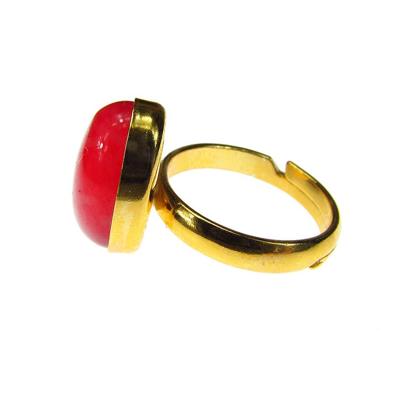 Fashion, accesorii si bijuterii - Femei - Bijuterii femei - Inele femei - Inel argint reglabil placat cu aur cu agat rosu 14x10 MM - Infinity.ro