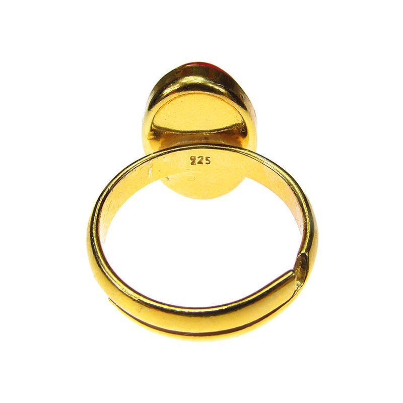 Fashion, accesorii si bijuterii - Femei - Bijuterii femei - Inele femei - Inel argint reglabil placat cu aur cu agat rosu 14x10 MM - Infinity.ro