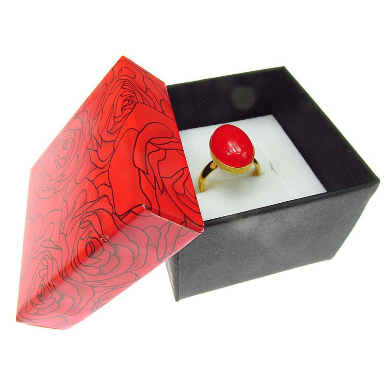 Fashion, accesorii si bijuterii - Femei - Bijuterii femei - Inele femei - Inel argint reglabil placat cu aur cu agat rosu 14x10 MM - Infinity.ro