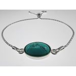Fashion, accesorii si bijuterii - Femei - Bijuterii femei - Bratari femei - Bratara argint reglabila cu turcoaz oval 14x10 MM - Infinity.ro