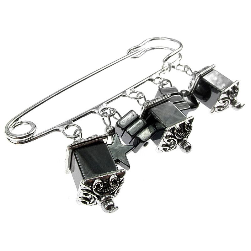 Fashion, accesorii si bijuterii - Femei - Bijuterii femei - Brose femei - Brosa ac de siguranta supradimensionat hematit - Infinity.ro