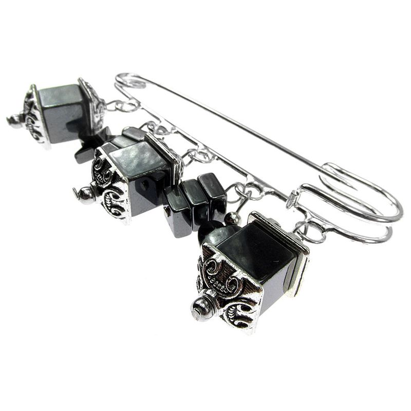 Fashion, accesorii si bijuterii - Femei - Bijuterii femei - Brose femei - Brosa ac de siguranta supradimensionat hematit - Infinity.ro