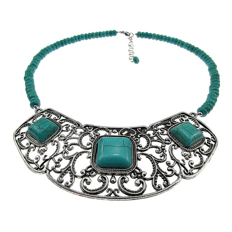 Fashion, accesorii si bijuterii - Femei - Bijuterii femei - Coliere femei - Colier statement romantic turcoaze - Infinity.ro