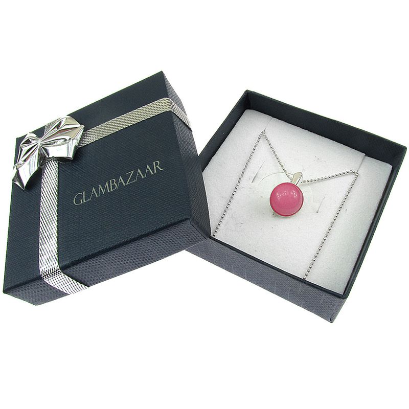 Fashion, accesorii si bijuterii - Femei - Bijuterii femei - Coliere femei - Lantisor argint cu pandantiv mic jad roz 10 MM - Infinity.ro