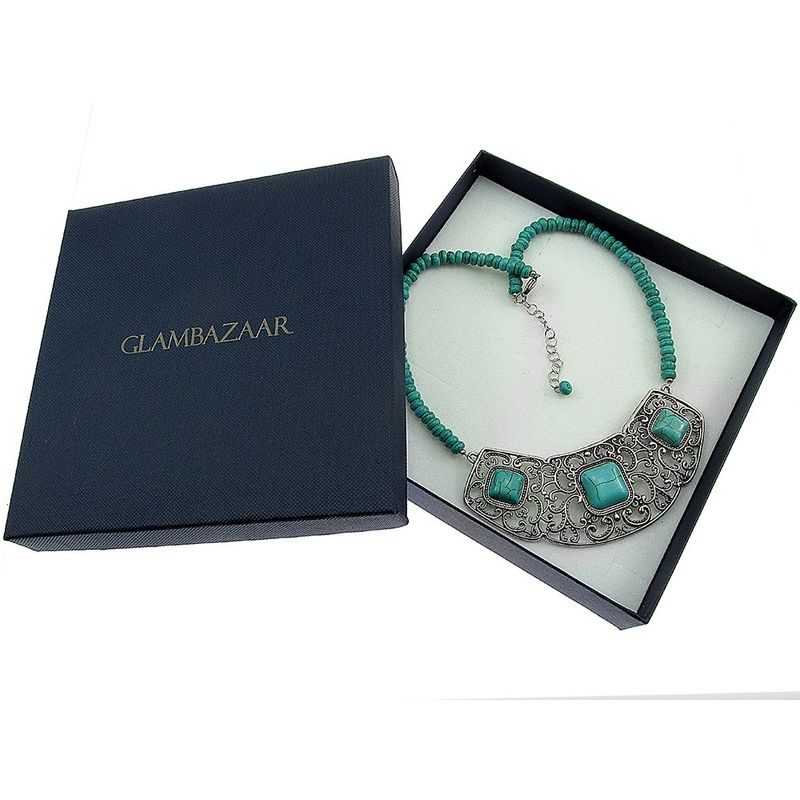 Fashion, accesorii si bijuterii - Femei - Bijuterii femei - Coliere femei - Colier statement romantic turcoaze - Infinity.ro