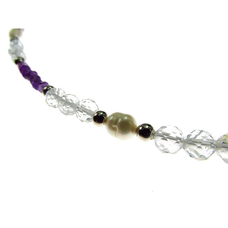 Fashion, accesorii si bijuterii - Femei - Bijuterii femei - Coliere femei - Colier ametist, topaz si perle de cultura cu argint - Infinity.ro