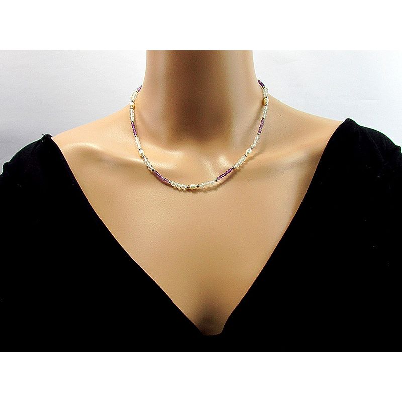 Fashion, accesorii si bijuterii - Femei - Bijuterii femei - Coliere femei - Colier ametist, topaz si perle de cultura cu argint - Infinity.ro