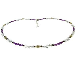 Colier ametist, topaz si perle de cultura cu argint