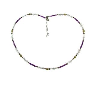 Colier ametist, topaz si perle de cultura cu argint