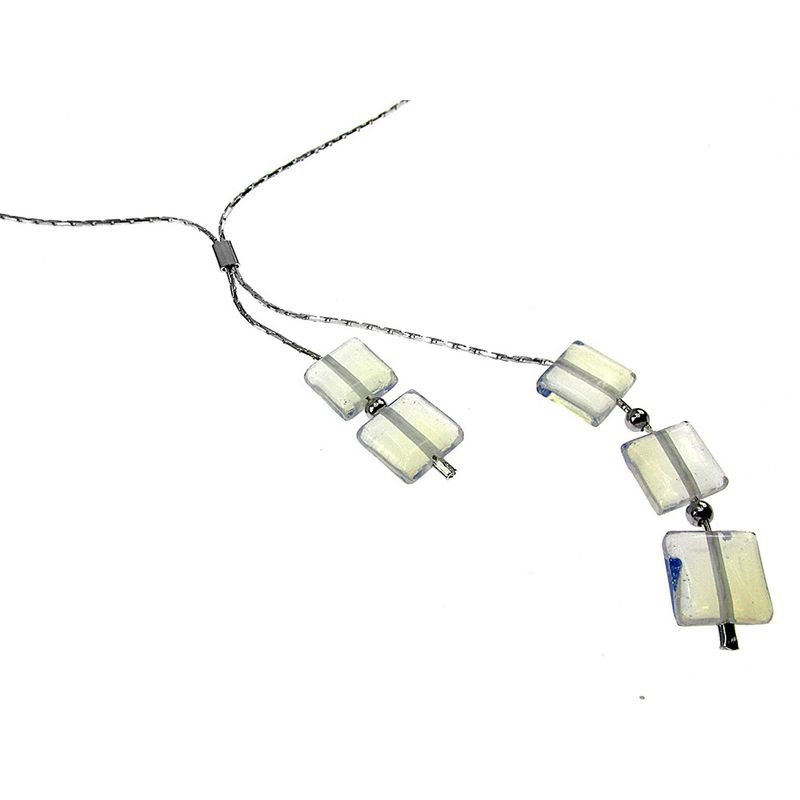 Fashion, accesorii si bijuterii - Femei - Bijuterii femei - Coliere femei - Colier argint asimetric cu opalit - Infinity.ro