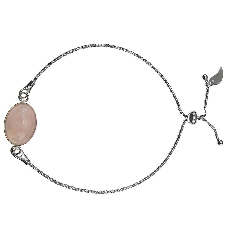 Fashion, accesorii si bijuterii - Femei - Bijuterii femei - Bratari femei - Bratara argint reglabila cu cuart roz oval 14x10 MM - Infinity.ro